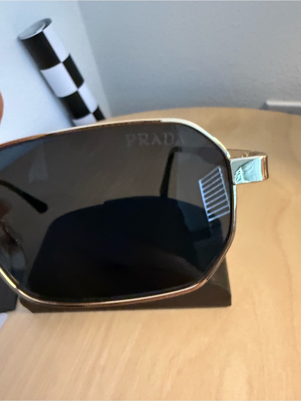 Prada Gold Frame Sunglasses with Dark Gray Lenses - Picture 6 of 6